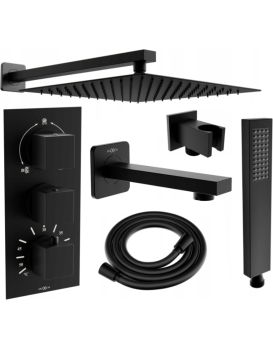Univerzální sprchový set podomítkový MEXEN CUBE DR02 30 cm černý