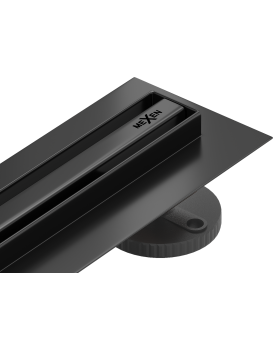Odtokový žlab MEXEN FLAT 360 SLIM s otočným sifonem, černý, 120 CM