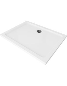 Sprchová vanička MEXEN FLAT s černým sifonem 100 x 80 cm bílá