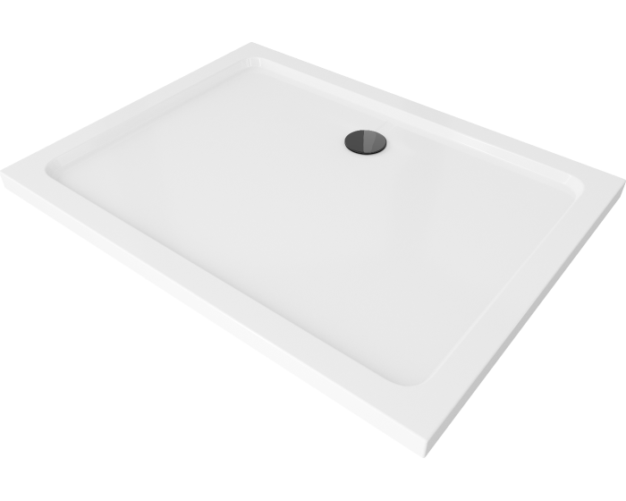 Sprchová vanička MEXEN FLAT s černým sifonem 100 x 80 cm bílá