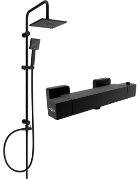 Sprchový set MEXEN Tord - termostatická sprchová baterie Cube černý