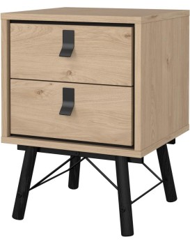 Noční stolek Rainy 43 cm se zásuvkami hickory Jackson