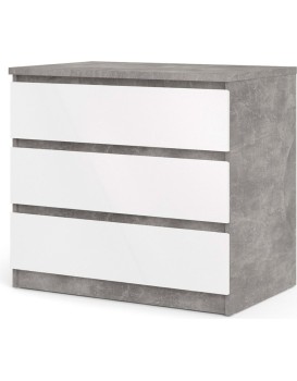 Komoda Simplicitous III beton/bílá lesk