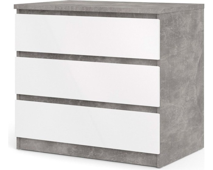 Komoda Simplicitous III beton/bílá lesk
