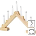 Dřevěný LED svícen Kija s časovačem 29 cm teplá bílá II