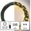 Vánoční LED řetěz Nanos zelený s časovačem 15 m teplá bílá