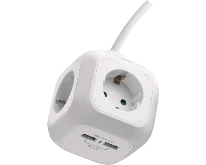 Prodlužovací kabel Coudy se 4 zásuvkami 1,5 mm² 1,9 m bílý
