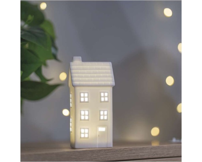 Vánoční světelná LED dekorace House 16 cm bílá