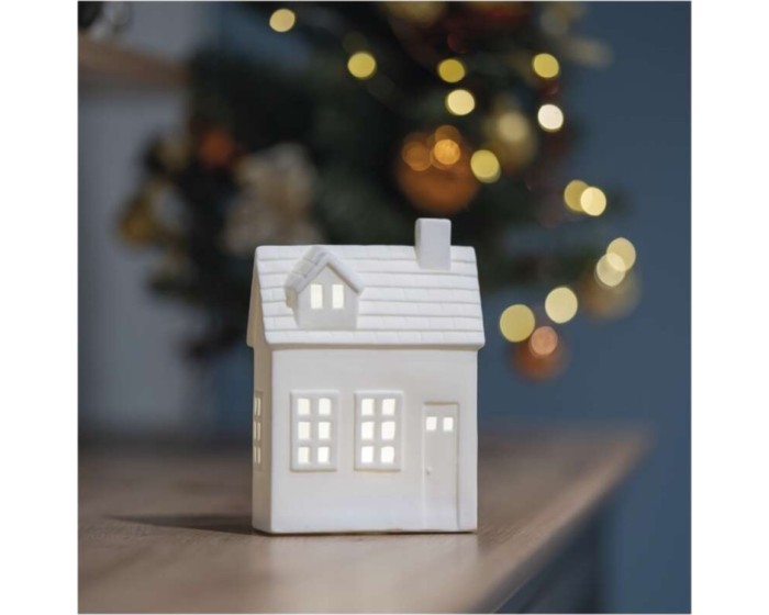 Vánoční světelná LED dekorace House 18 cm bílá
