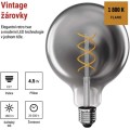 LED žárovka DECO SMOKED G125 teplá bílá