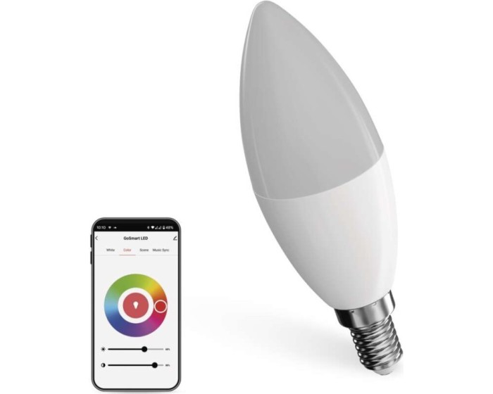 Chytrá LED žárovka GoSmart E14 4,8W 230V ZigBee RGB stmívatelná