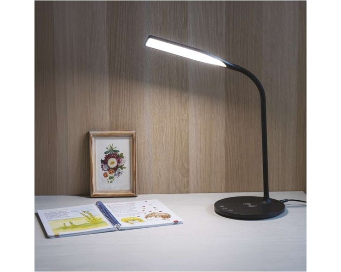 Stolní LED lampa Oscar s bezdrátovým nabíjením černá