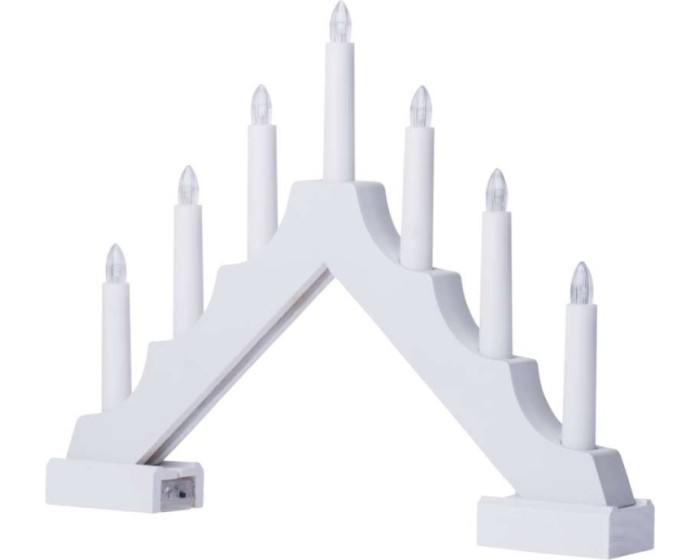 Dřevěný LED svícen Kija s časovačem 29 cm teplá bílá