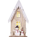 Dřevěná LED dekorace Snowi s časovačem 28,5 cm teplá bílá