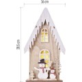 Dřevěná LED dekorace Snowi s časovačem 28,5 cm teplá bílá
