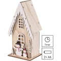 Dřevěná LED dekorace Snowi s časovačem 28,5 cm teplá bílá