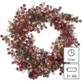 Vánoční LED věnec FLEUR červený