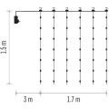 LED vánoční řetěz - záclona Dropi s programy 1,7 m x 1,5 m teplá bílá