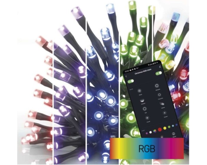 Vánoční LED řetěz GOSMART 12 m RGB s chytrými funkcemi