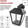 Zahradní nástěnné svítidlo Adenia s horním uchycením černé