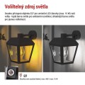 Zahradní nástěnné svítidlo Adenia s horním uchycením černé