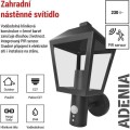 Zahradní nástěnné svítidlo Adenio s čidlem soumraku černé