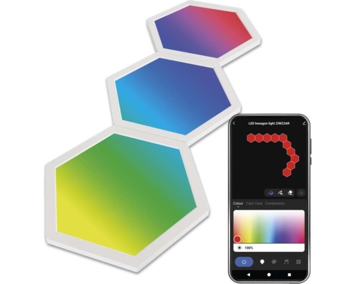 Nástěnné LED svítidlo GoSmart Hexagon 3 díly vícebarevné