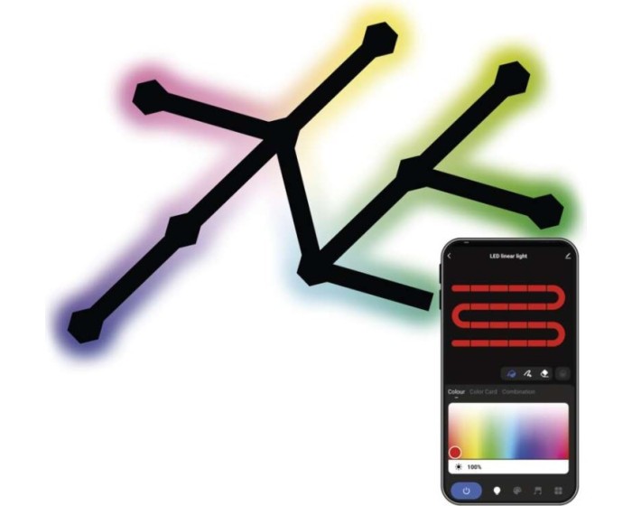 Nástěnné LED svítidlo GoSmart Lines 9 dílů vícebarevné/černé