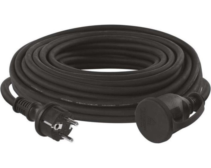 Venkovní prodlužovací kabel s 1 zásuvkou ZANE 25 m 2,5 mm² černý