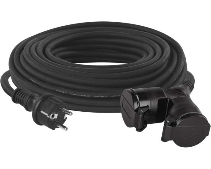 Venkovní prodlužovací kabel se 2 zásuvkami ZANE 20 m 1,5 mm² černý
