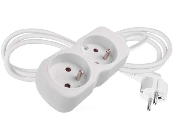Prodlužovací kabel se 2 zásuvkami 1 mm² MEZA 1,4 m bílý