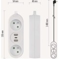 Prodlužovací kabel s 2 zásuvkami, 2 USB a USB-C Taylor 1,4 m bílý