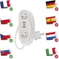 Prodlužovací kabel s 2 zásuvkami, 2 USB a USB-C Taylor 2 m bílý