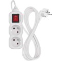 Prodlužovací kabel se 2 zásuvkami a vypínačem 1 mm² MEZA 2 m bílý