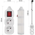 Prodlužovací kabel se 2 zásuvkami a vypínačem 1 mm² MEZA 2 m bílý