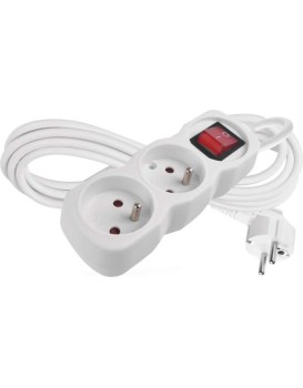 Prodlužovací kabel se 2 zásuvkami a vypínačem 1 mm² MEZA 3 m bílý