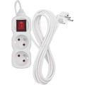 Prodlužovací kabel se 2 zásuvkami a vypínačem 1 mm² MEZA 3 m bílý