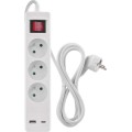 Prodlužovací kabel s vypínačem, 3 zásuvkami a USB porty 1,5 mm² CABRERA 2 m bílý