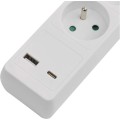 Prodlužovací kabel s vypínačem, 3 zásuvkami a USB porty 1,5 mm² CABRERA 2 m bílý