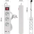 Prodlužovací kabel s vypínačem, 3 zásuvkami a USB porty 1,5 mm² CABRERA 2 m bílý