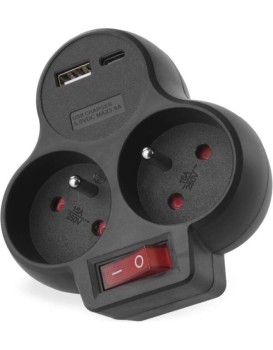 Rozbočovací zásuvka se 2 vypínači a USB porty Ramirez černá