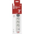 Prodlužovací kabel s vypínačem, 3 zásuvkami a USB 1,5 mm² WALKER 2 m bílý