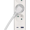 Prodlužovací kabel s vypínačem, 3 zásuvkami a USB 1,5 mm² WALKER 2 m bílý