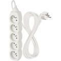 Prodlužovací kabel s 5 zásuvkami 1,5 mm² Riko 5 m bílý