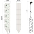 Prodlužovací kabel s 5 zásuvkami 1,5 mm² Riko 5 m bílý