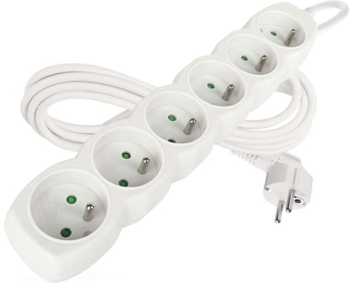 Prodlužovací kabel s 6 zásuvkami Riko 3 m bílý II