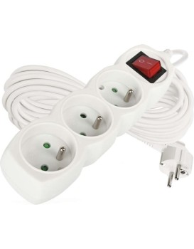 Prodlužovací kabel s vypínačem a 3 zásuvkami 1 mm² Riko 10 m bílý