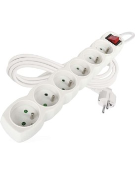 Prodlužovací kabel s vypínačem a 6 zásuvkami Riko 3 m bílý