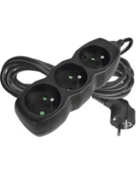 Prodlužovací kabel se 3 zásuvkami Kiko 5 m černý