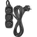 Prodlužovací kabel se 3 zásuvkami Kiko 5 m černý
